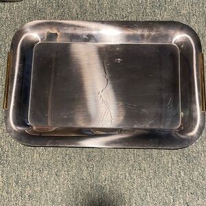 Vintage Summit 18/10 Stainless Tray with gold handles - Italy 17x12